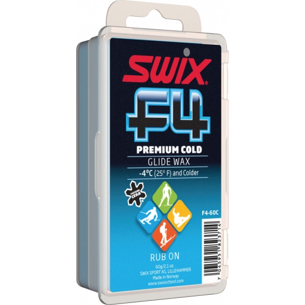 Swix Sklzný vosk cold F4 s korkom - nízkofluórový vosk na lyže