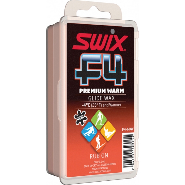 Swix Sklzný vosk F4 warm s korkom - nízkofluórový vosk na lyže